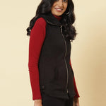 Charcoal Black Fleece Zipper Jacket - Lakshita
