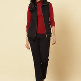 Charcoal Black Fleece Zipper Jacket - Lakshita