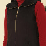 Charcoal Black Fleece Zipper Jacket - Lakshita