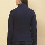 Midnight Blue Fleece Zipper Jacket - Lakshita