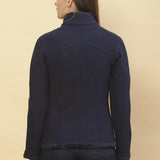 Midnight Blue Fleece Zipper Jacket - Lakshita