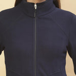 Midnight Blue Fleece Zipper Jacket - Lakshita