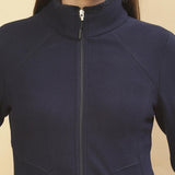 Midnight Blue Fleece Zipper Jacket - Lakshita