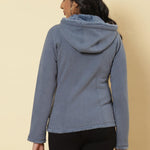 Ice Blue Fleece Zipper Jacket - Lakshita