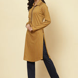 Spicy Mustard Striped Kurti - Lakshita