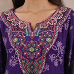 Purple Floral Print Dhaage Collection Kurta With Embroidery From Lakshita
