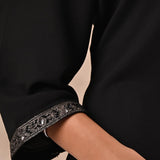 Black Kurta Set With Intricate Embroidery & Front Slit - Lakshita
