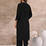 Black Kurta Set With Intricate Embroidery & Front Slit - Lakshita