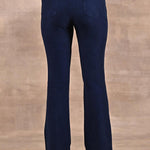Navy Blue Flared Fit Denim Washed Pant - Lakshita