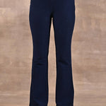 Navy Blue Flared Fit Denim Washed Pant - Lakshita
