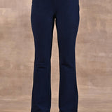 Navy Blue Flared Fit Denim Washed Pant - Lakshita