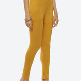 Farah Dark Yellow Viscose Lycra Leggings for Women