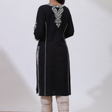 Black Phool Collection Kurta with Rice Stitch Embroidery