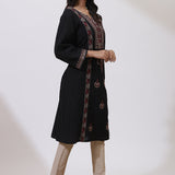 Charcoal Black Embroidered Nargis Kurta Set with Black Palazzo