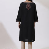 Charcoal Black Embroidered Nargis Kurta Set with Black Palazzo