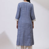 Chambray Blue Embroidered Nargis Kurta