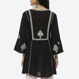 Black Nargis Collection Embroidered Tunic