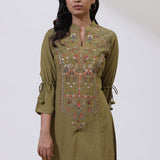 Green Embroidered Nargis Kurti