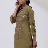 Green Embroidered Nargis Kurti