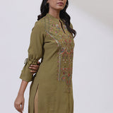 Green Embroidered Nargis Kurti