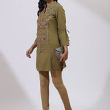 Green Embroidered Nargis Kurti