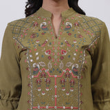 Green Embroidered Nargis Kurti