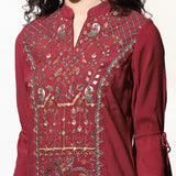 Burgundy Embroidered Nargis Kurti