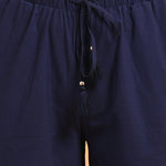 Embroidered Navy Blue Palazzo with Drawstring - Lakshita