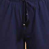 Embroidered Navy Blue Palazzo with Drawstring - Lakshita