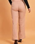 Pink Flared Paneled Pant with Pleated Fabric Embellishment - Lakshita