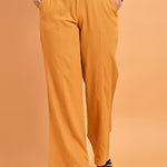 Mustard Flared Paneled Pant with Pleated Fabric Embellishment - Lakshita