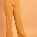 Mustard Flared Paneled Pant with Pleated Fabric Embellishment - Lakshita