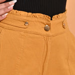Mustard Flared Paneled Pant with Pleated Fabric Embellishment - Lakshita
