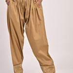 Beige Pleated Salwar with Hem Embroidery - Lakshita