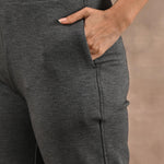 Grey Solid Stretchable Pants with Stitch Detail - Lakshita