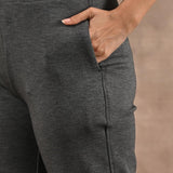 Grey Solid Stretchable Pants with Stitch Detail - Lakshita