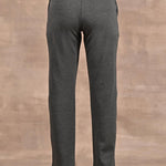 Grey Solid Stretchable Pants with Stitch Detail - Lakshita