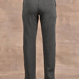 Grey Solid Stretchable Pants with Stitch Detail - Lakshita