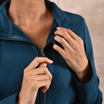 Teal Fleece Jacket with Decorative Stitch on Front - Lakshita