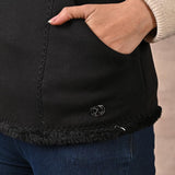 Black Sleeveless Jacket with Fur Detail - Lakshita