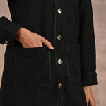 Black Long Sleeve Textured Jacket with Metallic Buttons - Lakshita