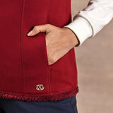 Red Zip-front Sleeveless Fur Jacket - Lakshita