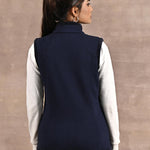 Baby Blue Zip-front Sleeveless Fur Jacket - Lakshita