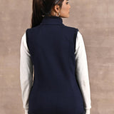 Baby Blue Zip-front Sleeveless Fur Jacket - Lakshita