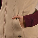 Beige Zip-front Sleeveless Fur Jacket - Lakshita
