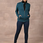Teal Quilted Jacket with Zipper Detail - Lakshita