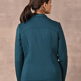Teal Quilted Jacket with Zipper Detail - Lakshita