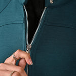 Teal Quilted Jacket with Zipper Detail - Lakshita