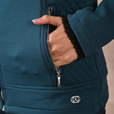 Teal Quilted Jacket with Zipper Detail - Lakshita