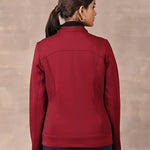Maroon Quilted Jacket with Zipper Detail - Lakshita